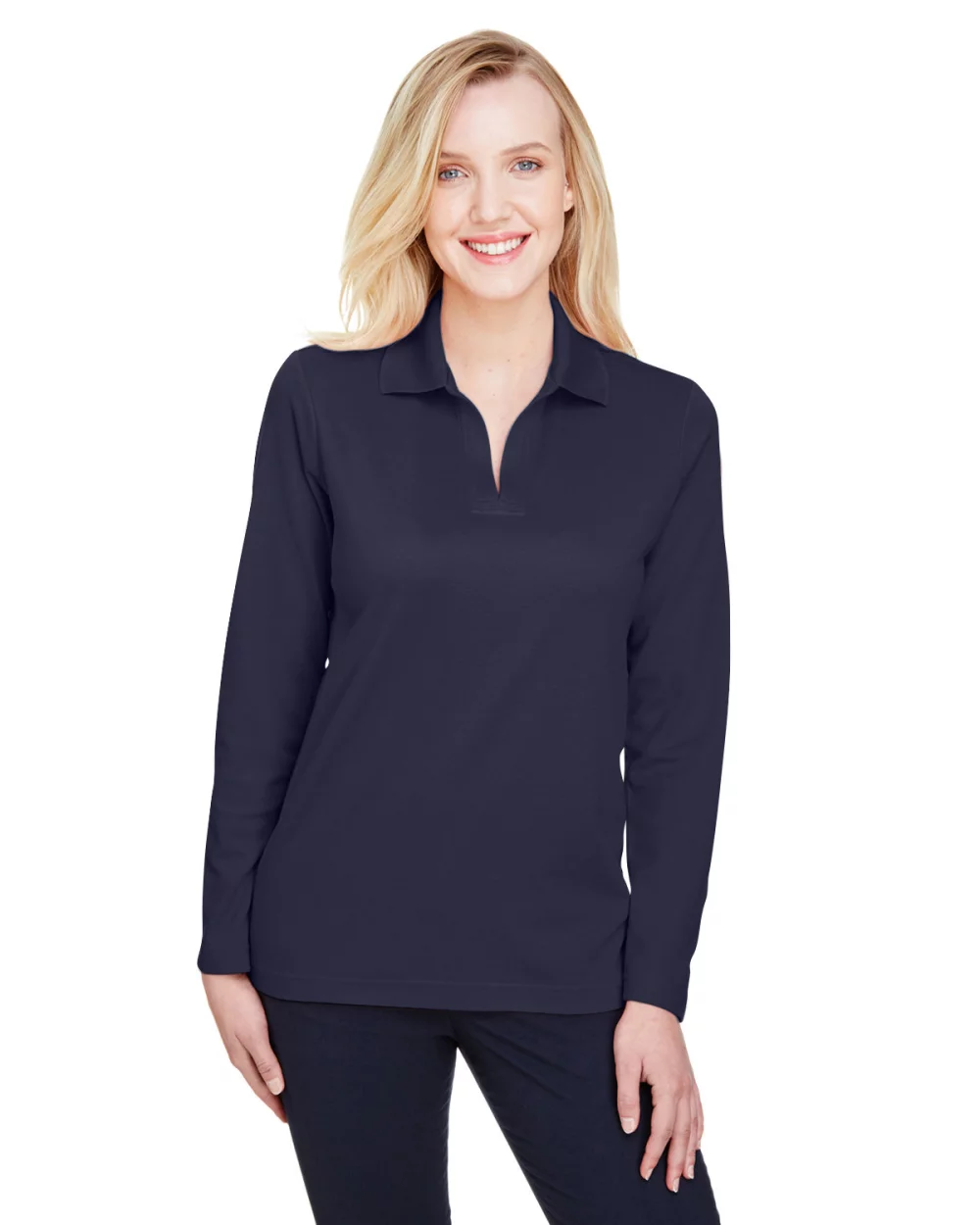 DEVON AND JONES CrownLux Performance??Ladies' Plaited Long Sleeve Polo