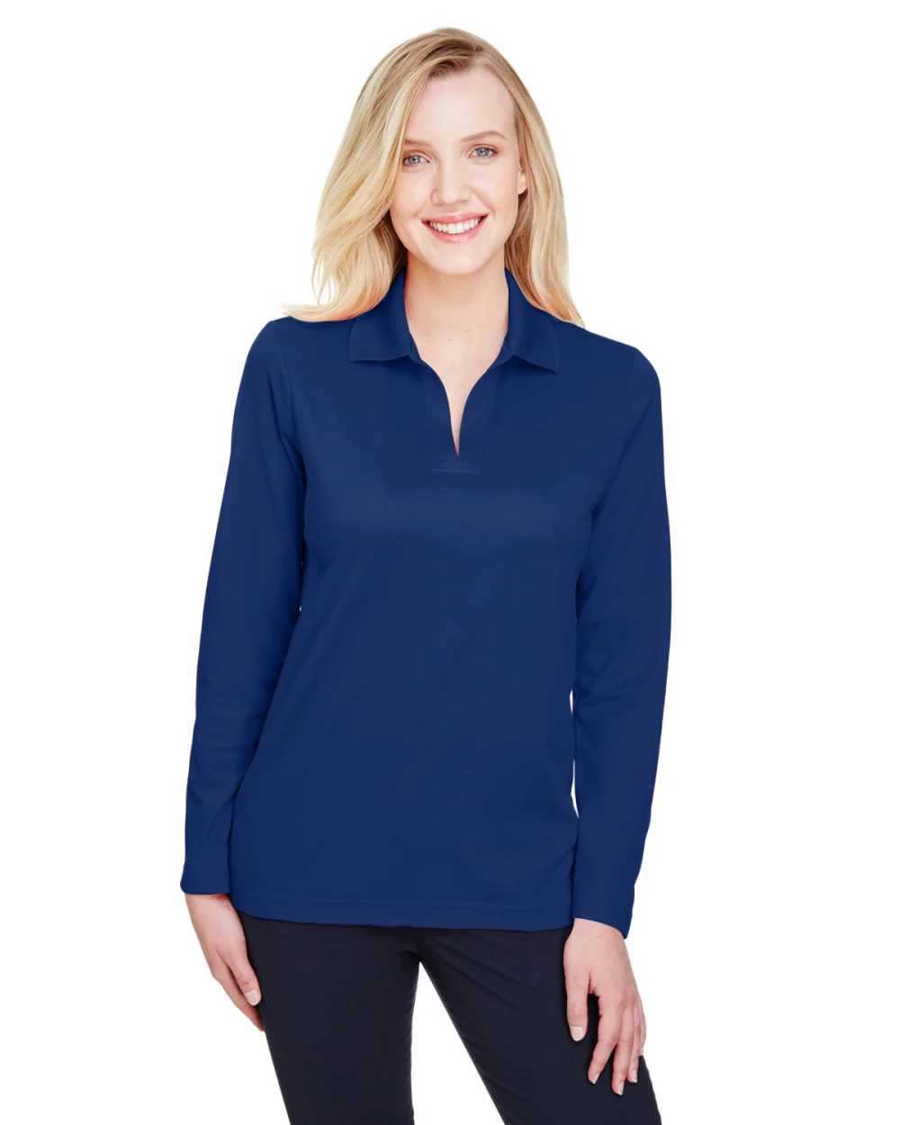 DEVON AND JONES CrownLux Performance??Ladies' Plaited Long Sleeve Polo