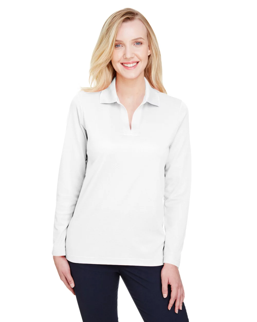 DEVON AND JONES CrownLux Performance??Ladies' Plaited Long Sleeve Polo