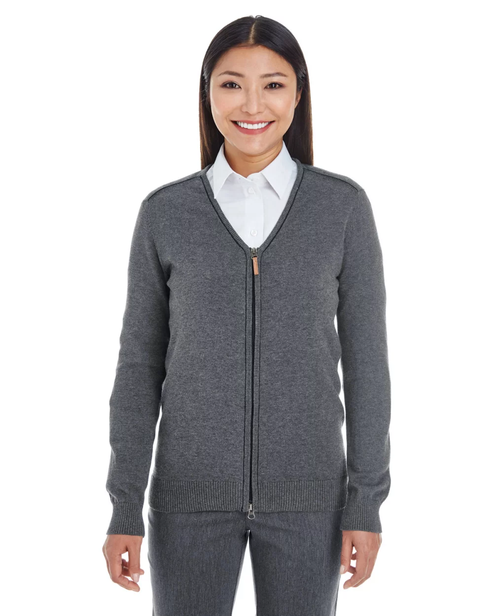 DEVON AND JONES Ladies' Manchester Fully-Fashioned Full-Zip Cardigan Sweater