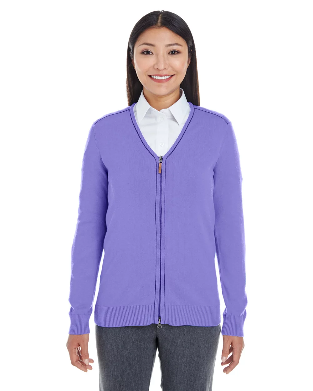 DEVON AND JONES Ladies' Manchester Fully-Fashioned Full-Zip Cardigan Sweater