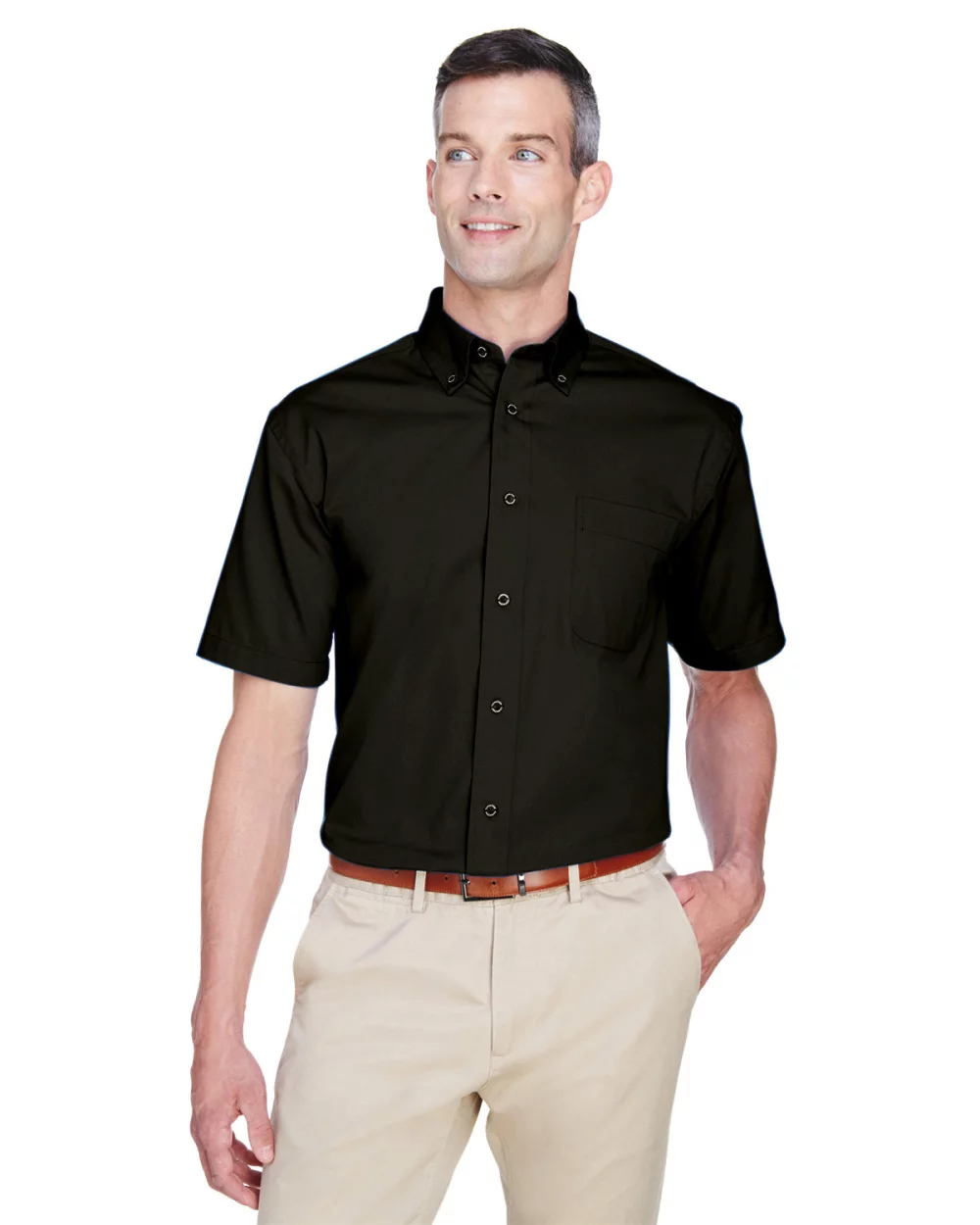 Harriton Men's Easy Blend™ Short-Sleeve Twill Shirt with?Stain-Release