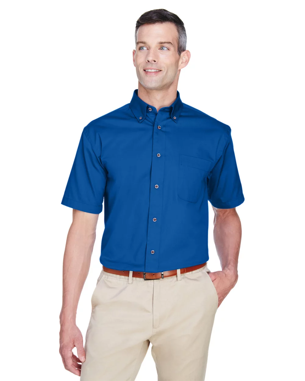 Harriton Men's Easy Blend™ Short-Sleeve Twill Shirt with?Stain-Release