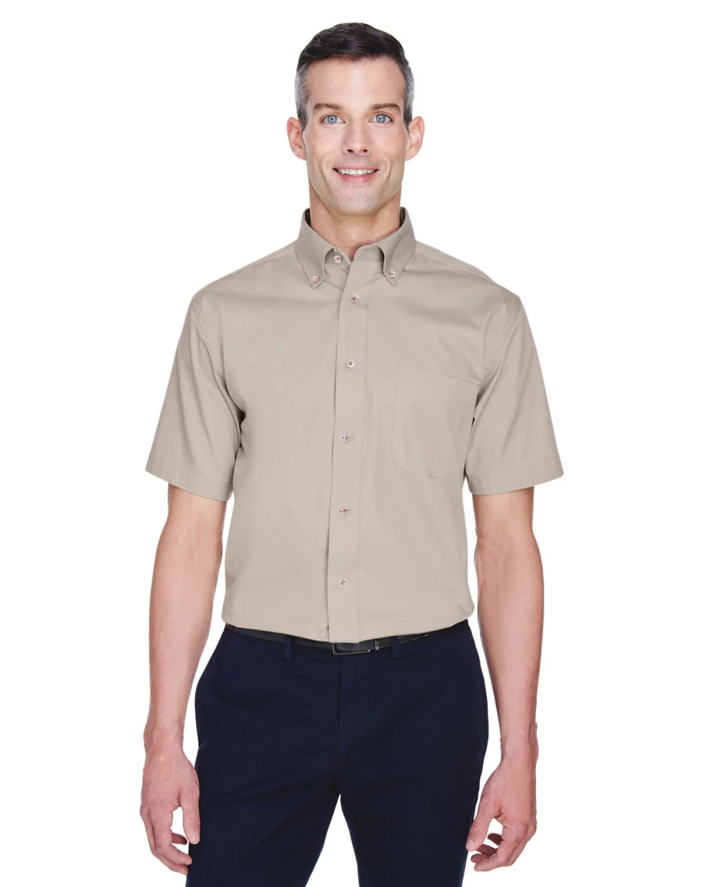 Harriton Men's Easy Blend™ Short-Sleeve Twill Shirt with?Stain-Release