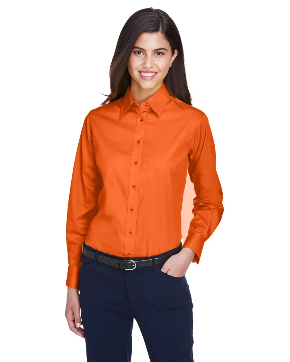 Harriton Ladies' Easy Blend™ Long-Sleeve Twill?Shirt with Stain-Release