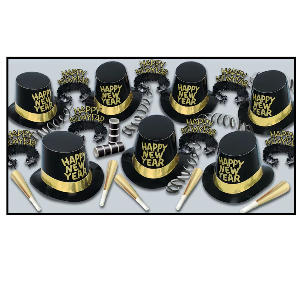 Le kit de fête Manhattan Black & Gold (25 personnes)