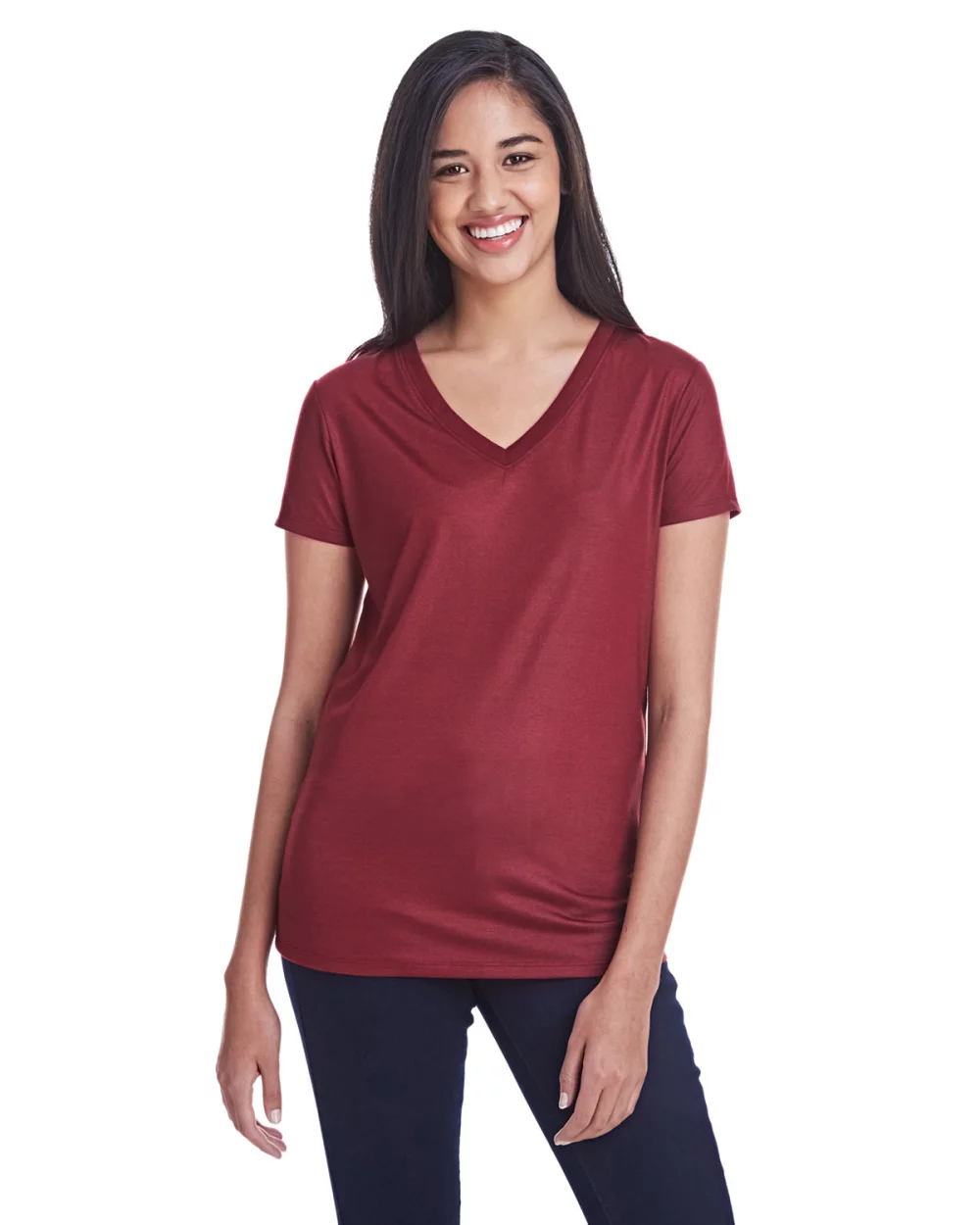 THREADFAST Ladies' Liquid Jersey V-Neck T-Shirt