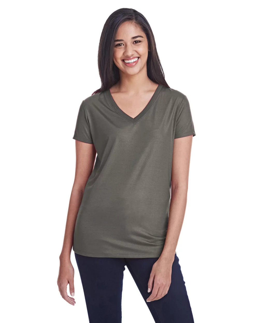 THREADFAST Ladies' Liquid Jersey V-Neck T-Shirt
