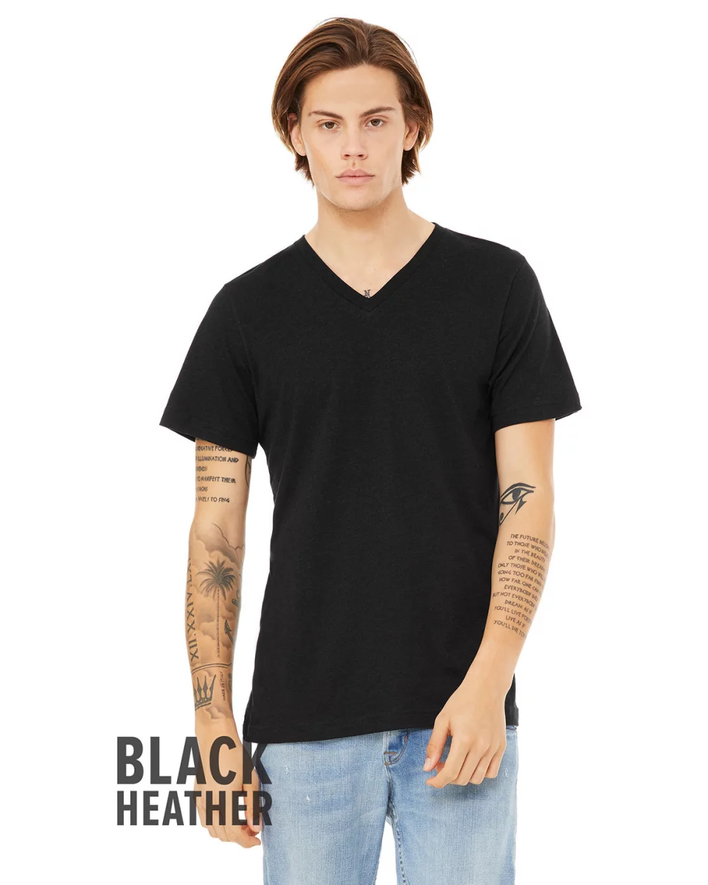 T-shirt col V en jersey CVC unisexe de BELLA+CANVAS.