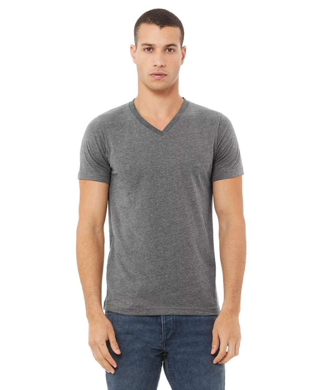 T-shirt col V en jersey CVC unisexe de BELLA+CANVAS.