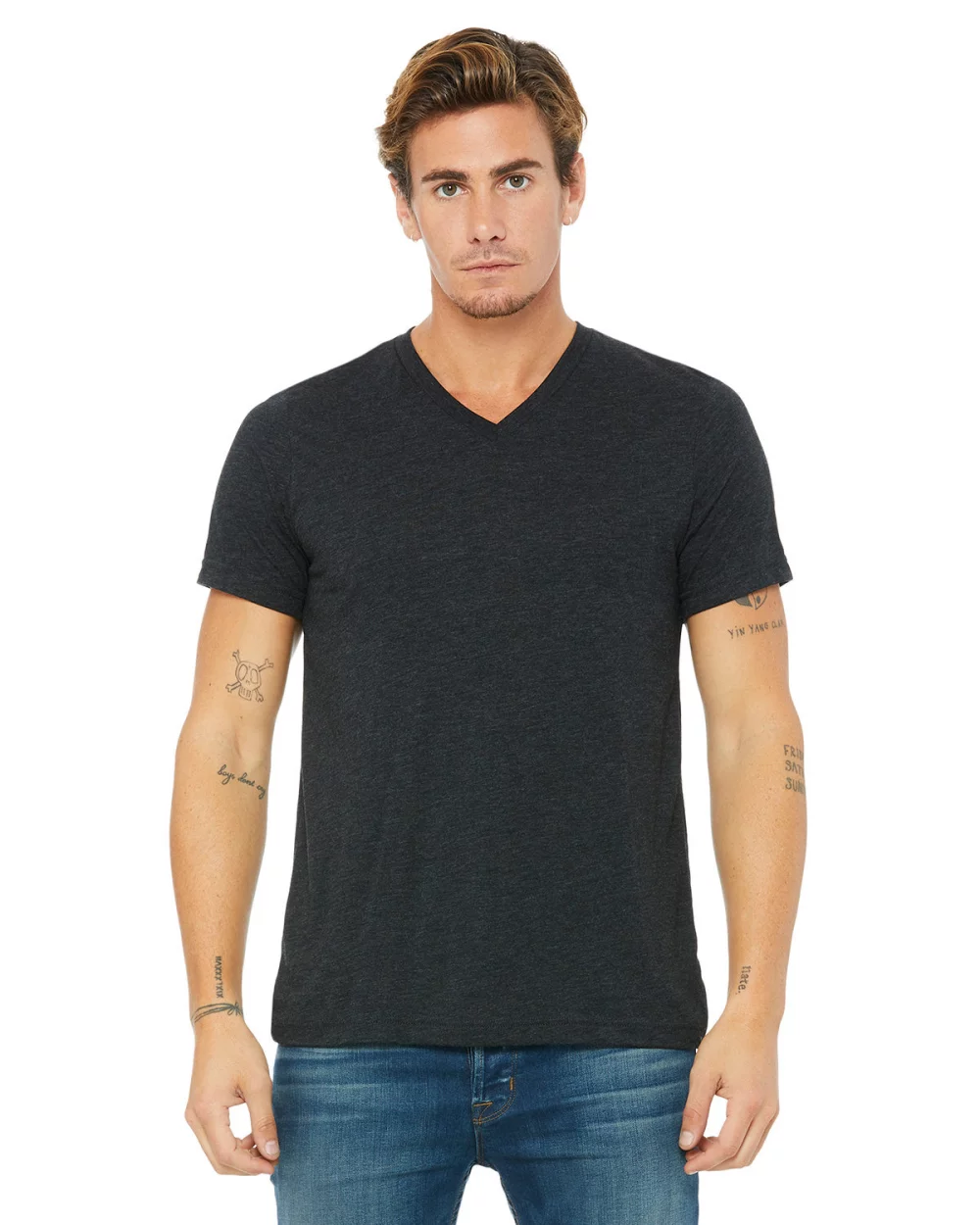 T-shirt col V unisexe en mélange triblend de BELLA+CANVAS