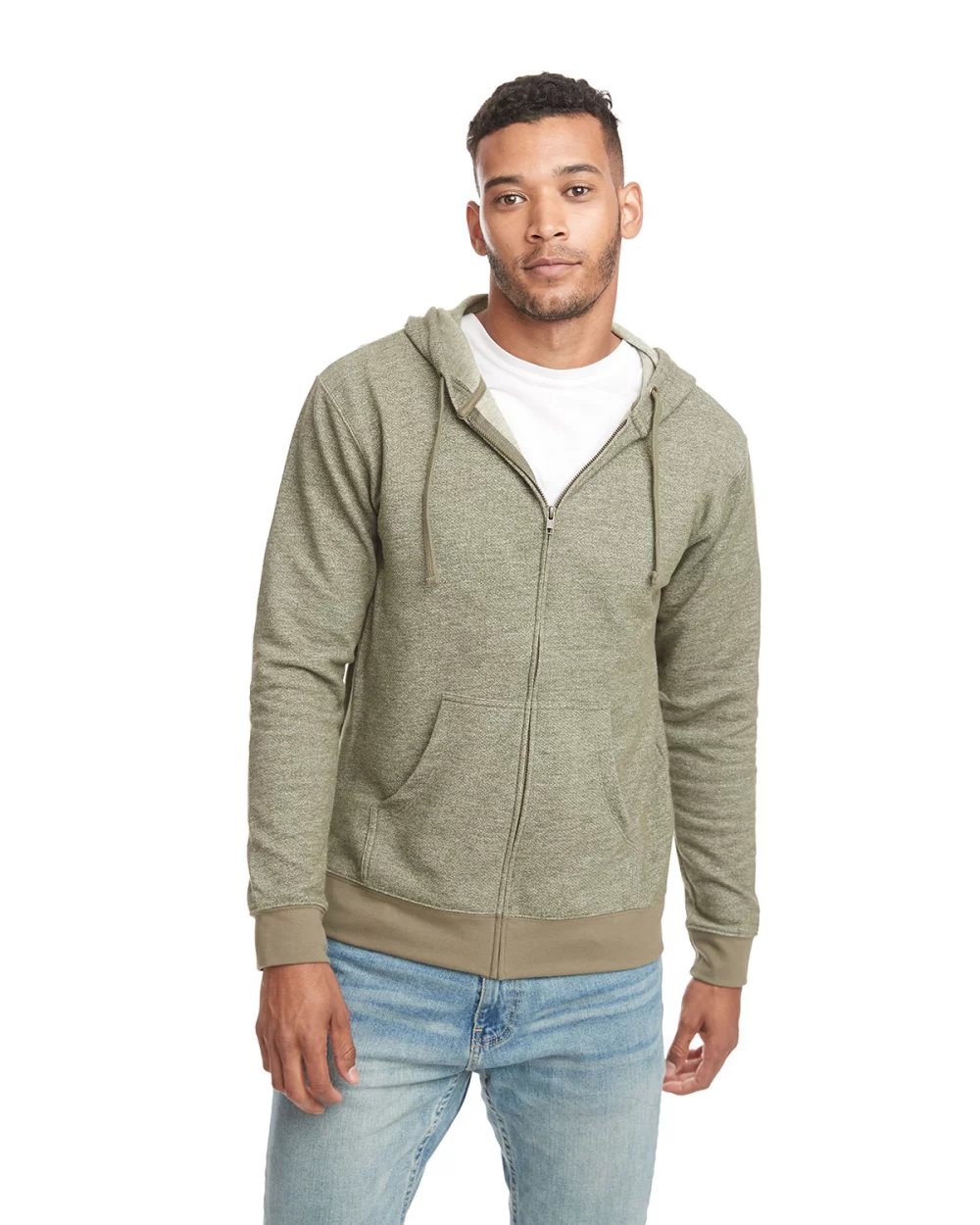 NEXT LEVEL APPAREL Adult Pacifica Denim Fleece Full-Zip Hooded Sweatshirt