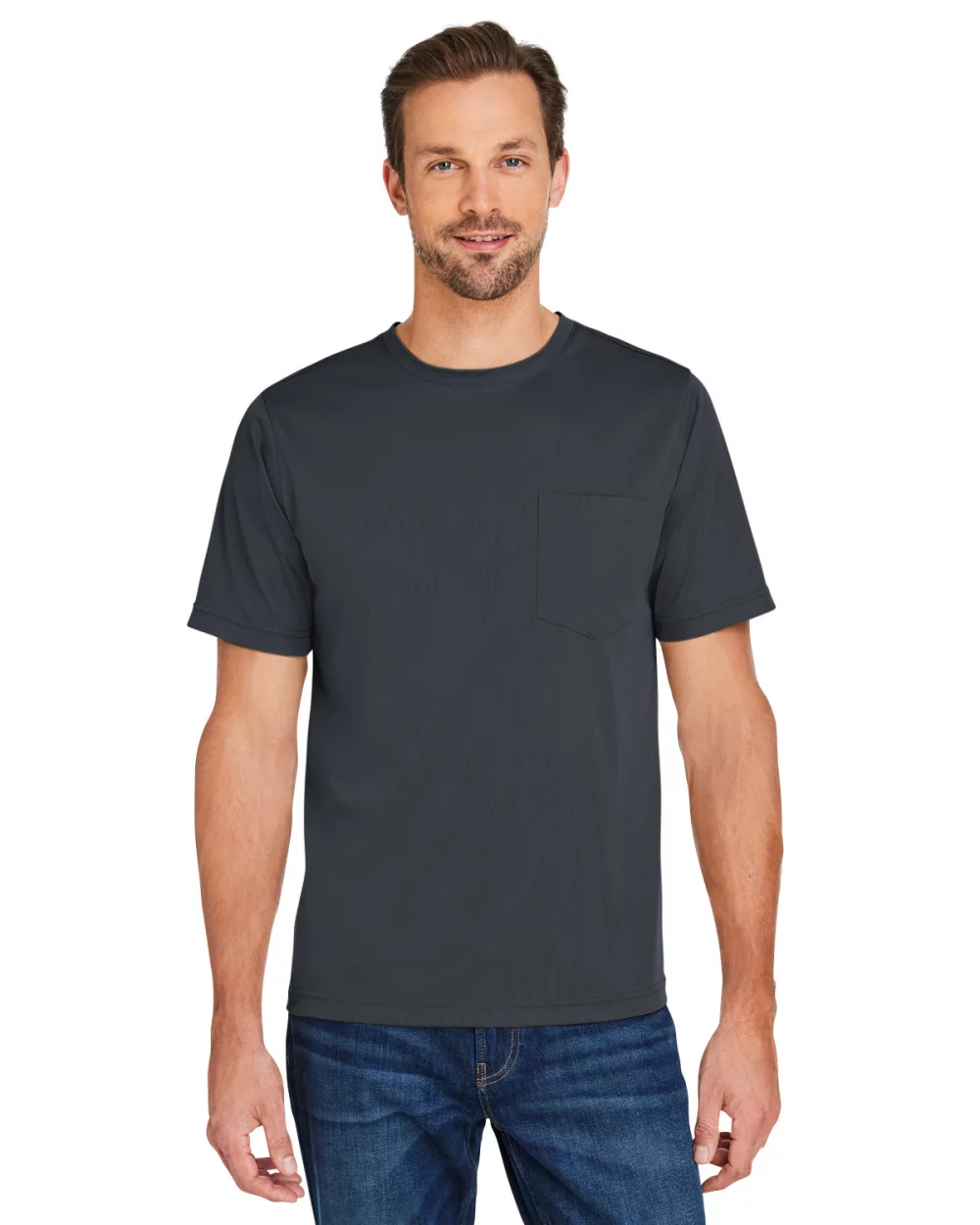 T-shirt unisexe Harriton Charge avec protection contre les accrocs et les taches.