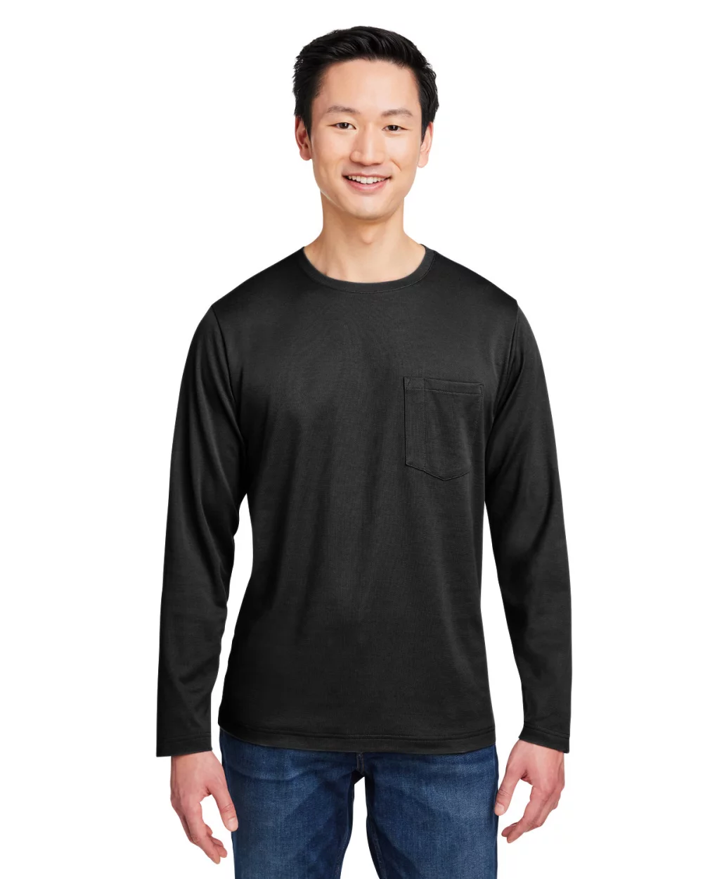 T-shirt à manches longues Harriton unisexe avec protection contre les accrocs et les taches.