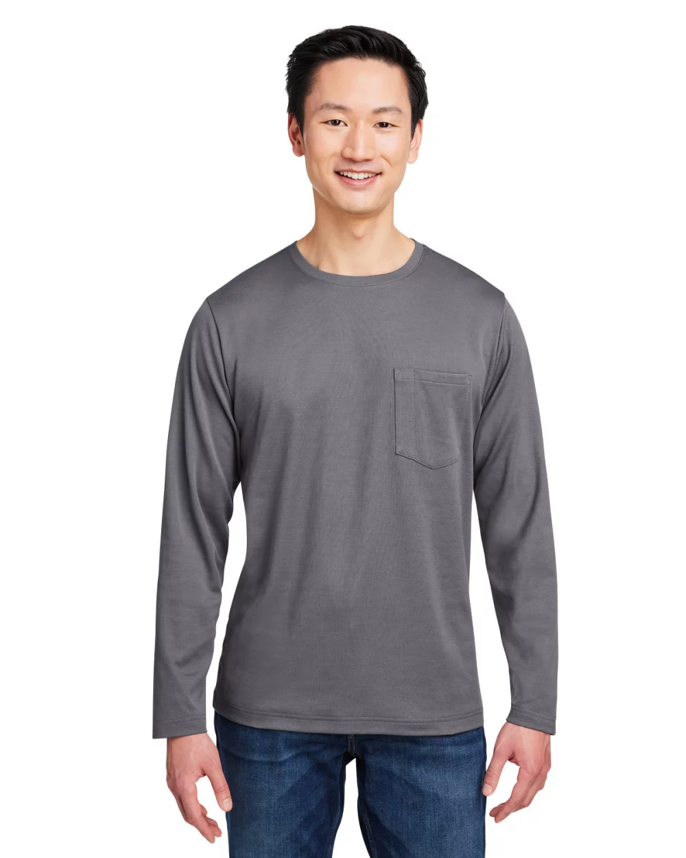 T-shirt à manches longues Harriton unisexe avec protection contre les accrocs et les taches.