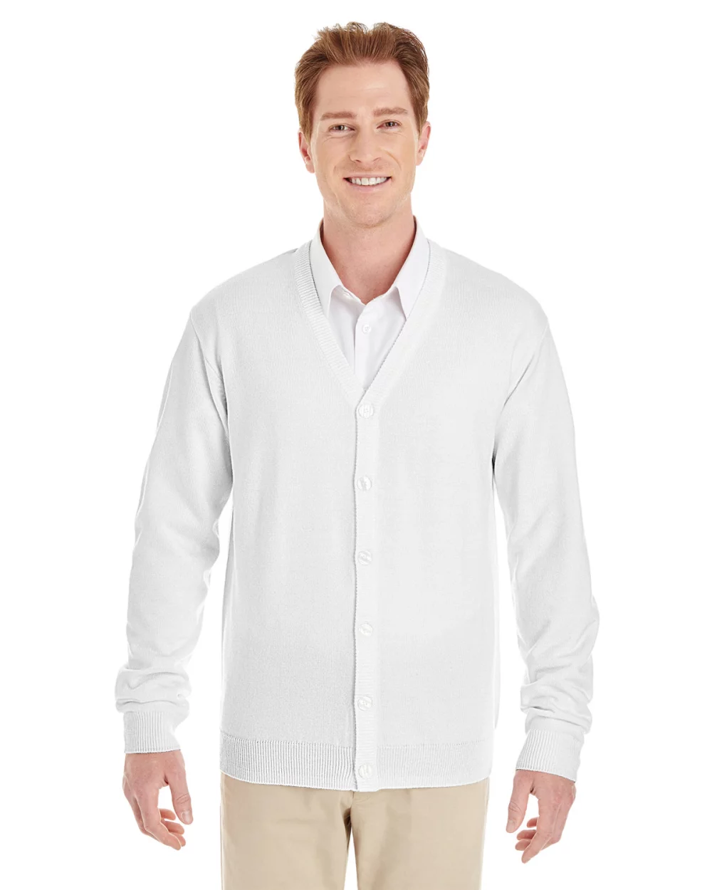 Harriton Men's Pilbloc™ V-Neck Button Cardigan Sweater