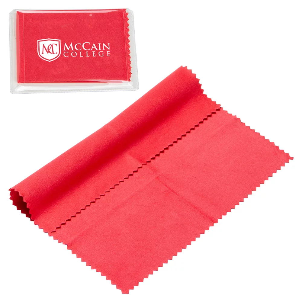 6" x 6" 220GSM Microfiber Cleaning Cloth in Clear PVC Case