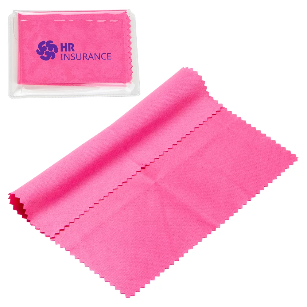 6" x 6" 220GSM Microfiber Cleaning Cloth in Clear PVC Case