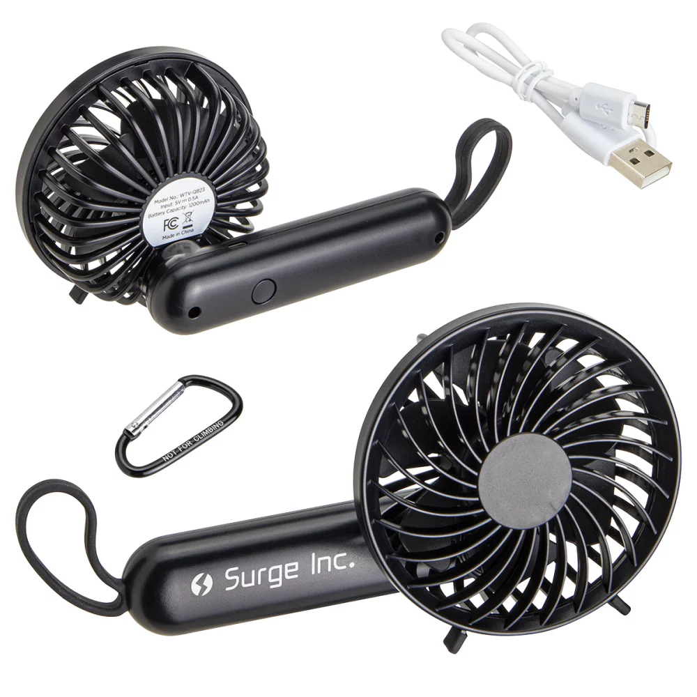 Quiet Breeze Rechargeable Hand Fan with Carabiner
