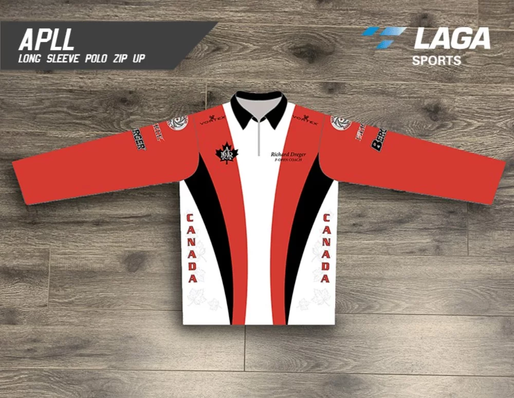 Zip-Up Long Sleeve Polo