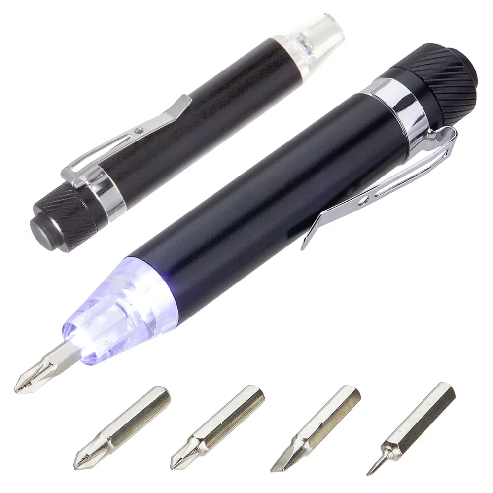 Quick-Reach 4-Bit Screwdriver Set with Light