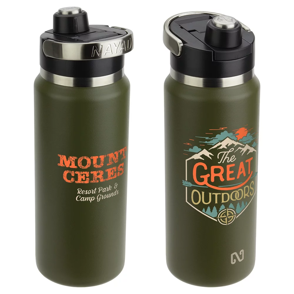 Bouteille en acier inoxydable double paroi de 26 oz NAYAD® Traveler avec bec verseur à vis