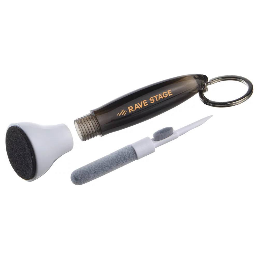 Nettoyeur d'écouteurs et d'écran en microfibre avec anneau porte-clés