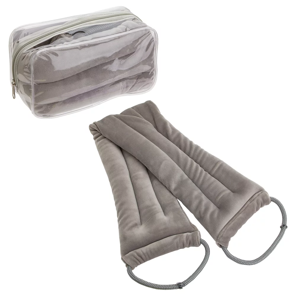 Coussin chauffant en lin BeWell™ pour le cou et les épaules avec boucles pour les mains