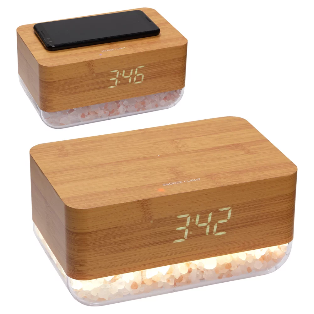 Sunrise Alarm Clock with Himalayan Salt Lamp + Wireless Charger