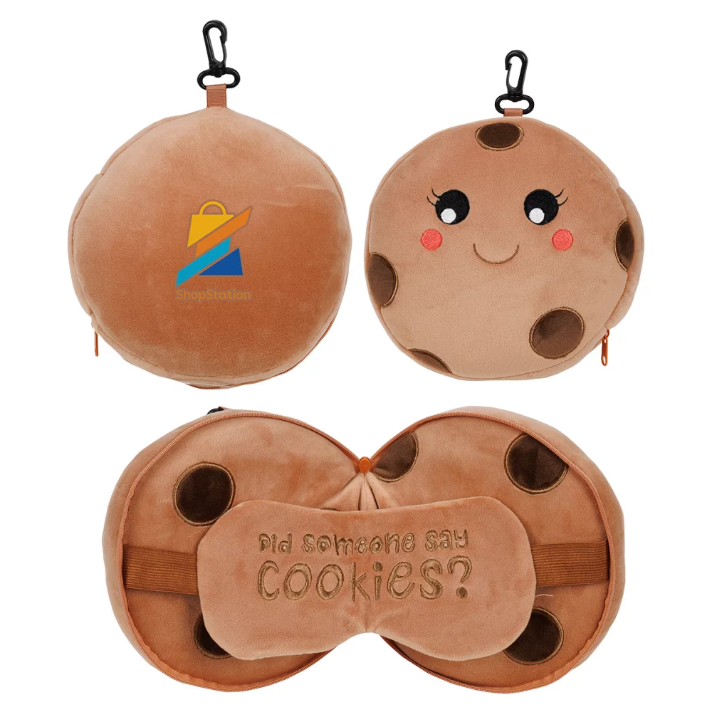 Coussin Cookie Comfort Pals™ 2-en-1 avec masque de sommeil