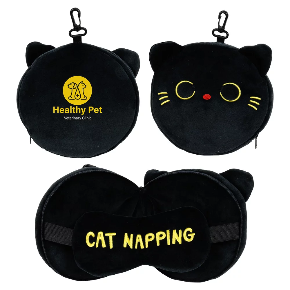 Coussin 2-en-1 et masque de sommeil Comfort Pals™ pour chat