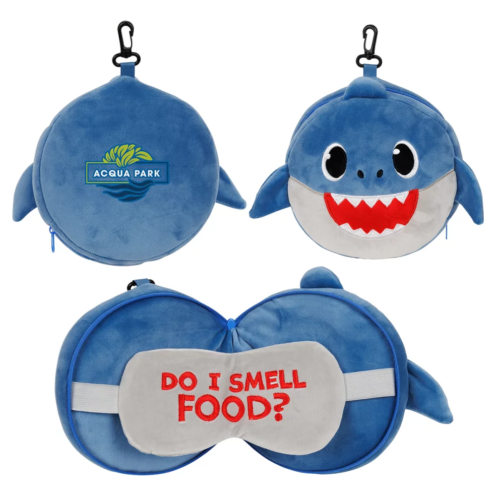 Coussin 2-en-1 Comfort Pals™ Shark avec masque de sommeil