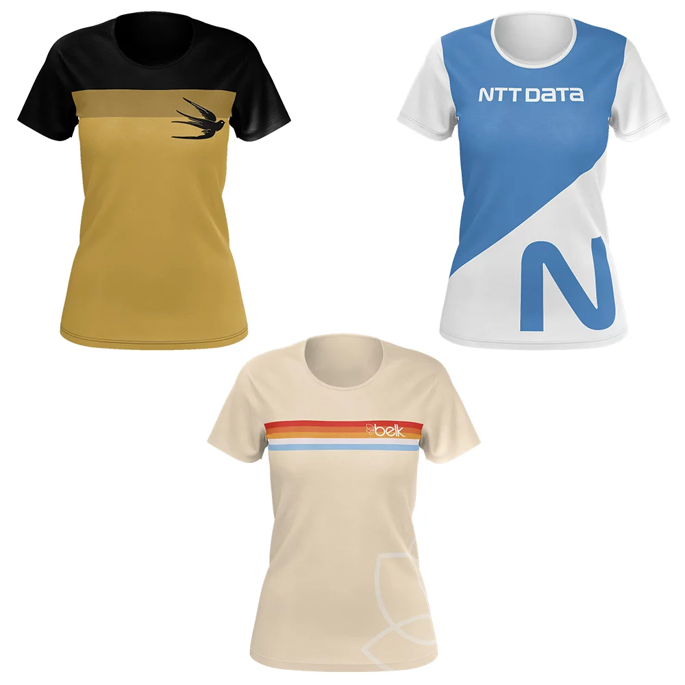 T-shirt à manches courtes pour femmes HAZEL Import avec impression par sublimation de teinture.