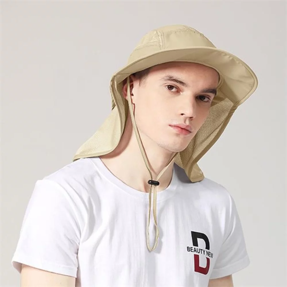 Chapeau de soleil/pêche en filet avec cape pour le cou