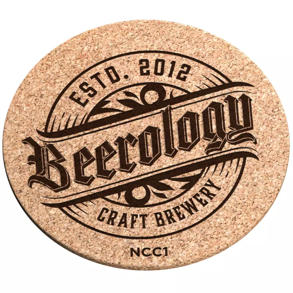 Sous-verres ronds en liège naturel de 3/16" (3,5" de diamètre), gravure laser