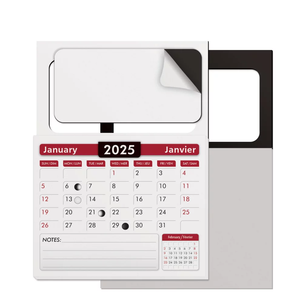 Aimant vierge avec bloc-notes de calendrier (2"x3.5")