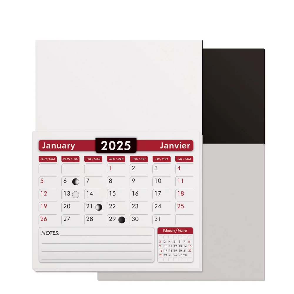 Carte magnétique en quadrichromie avec calendrier sur stock