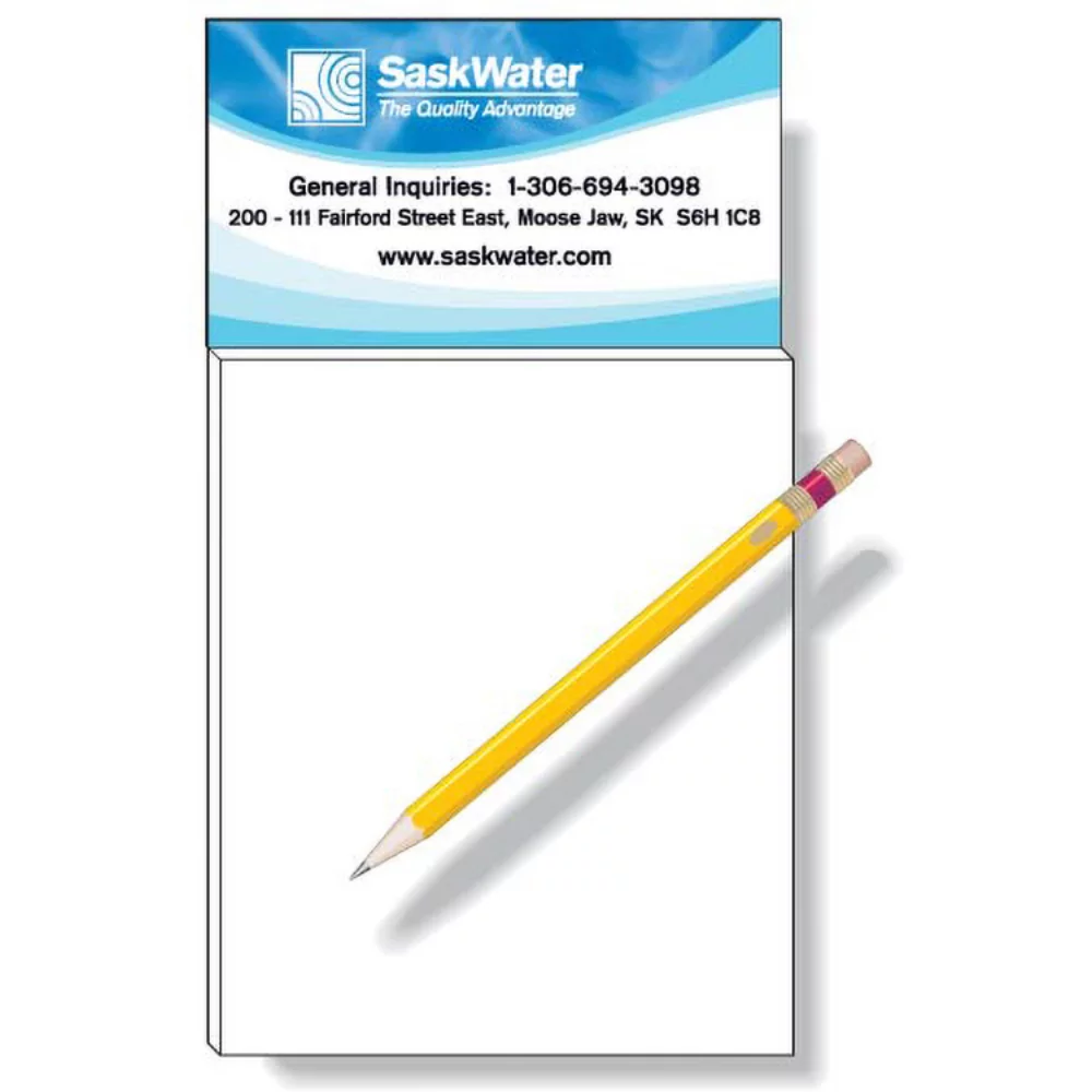 Aimant imprimé (2"x3.5") avec bloc-notes de 50 pages (3.5"x4.25") en combinaison