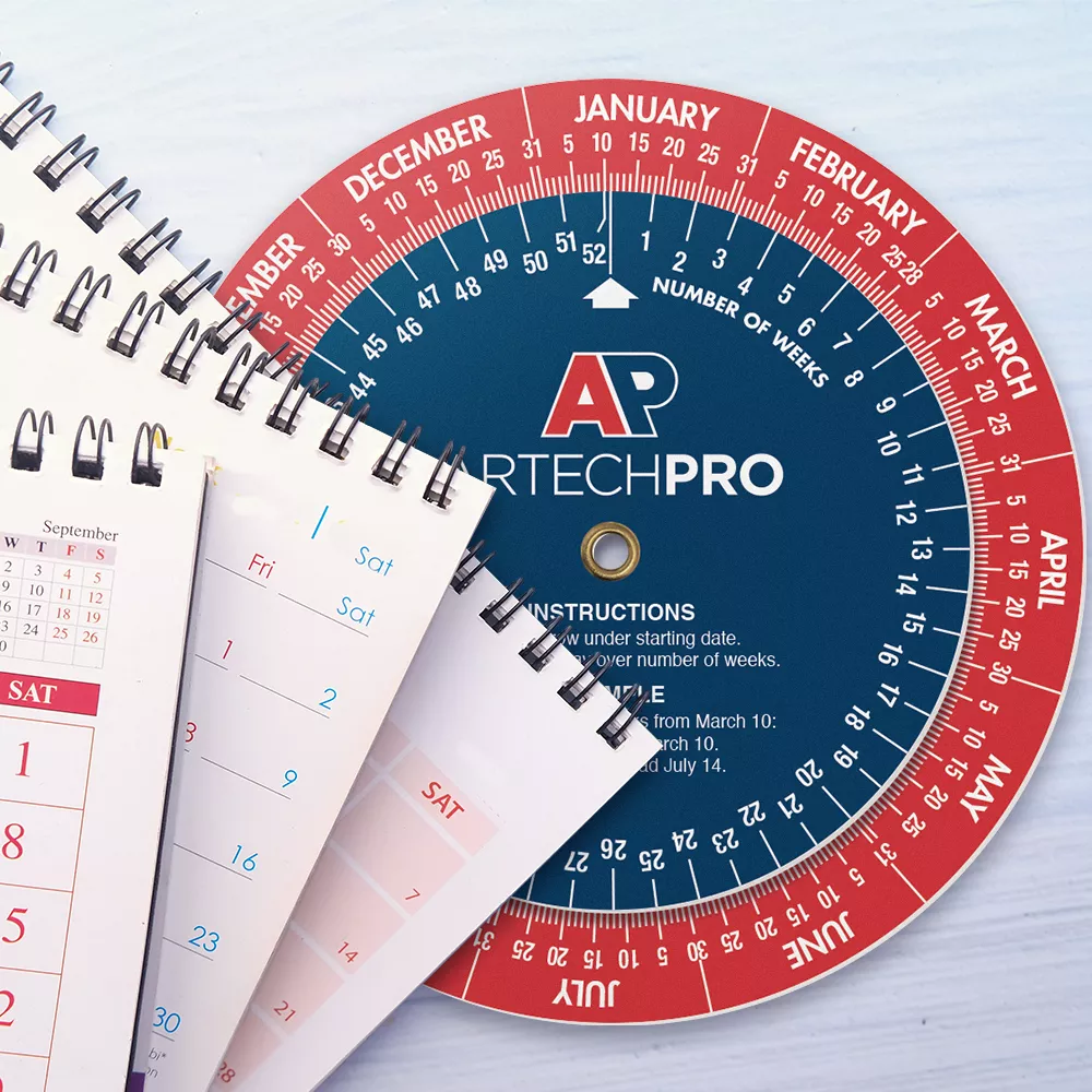 Calculateur de date en plastique blanc (0,020) (diamètre de 4,25"), couleur pleine