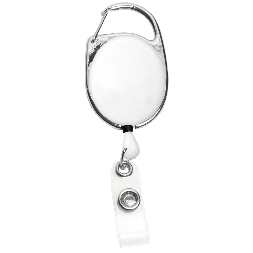 30" Porte-badge rétractable de style mousqueton (1 3/8"x2") non imprimé avec clip métallique coulissant