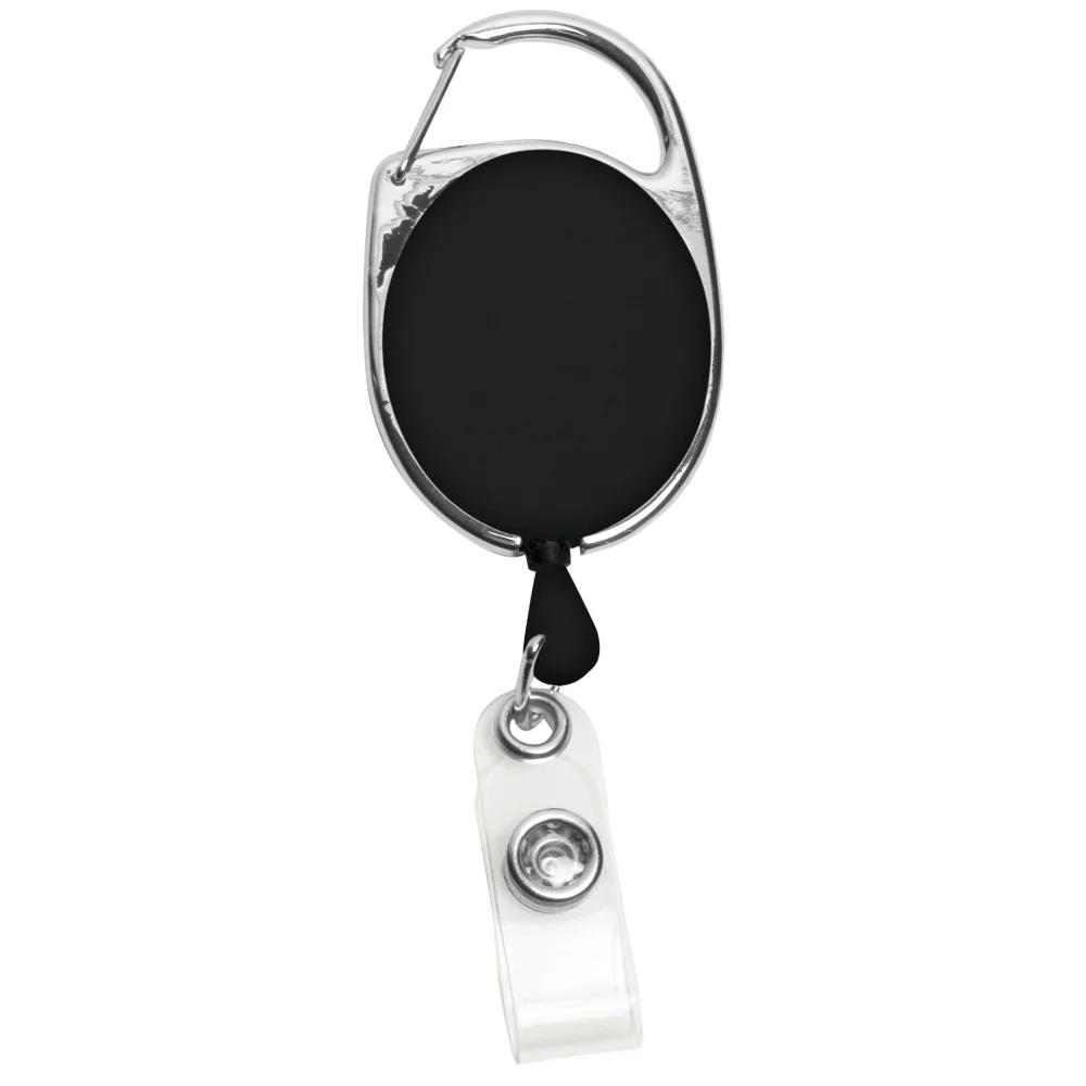 30" Carabiner Style Retractable Badge Reel (1 3/8"x2") Non-Printed with Metal Slip Clip