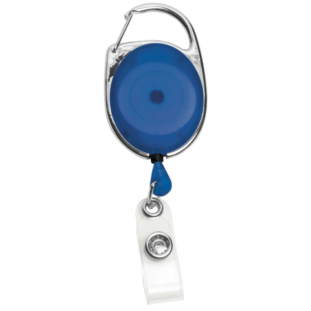 Badge rétractable de style mousqueton de 30" avec impression en 4 couleurs et clip métallique.