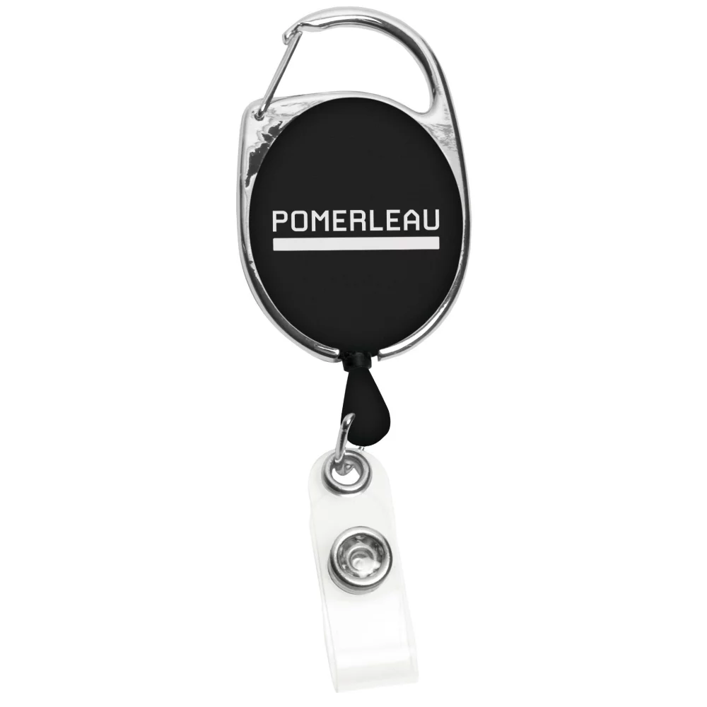 30" Carabiner Style Retractable Badge Reel (1 3/8"x2") 30" with Metal Slip Clip