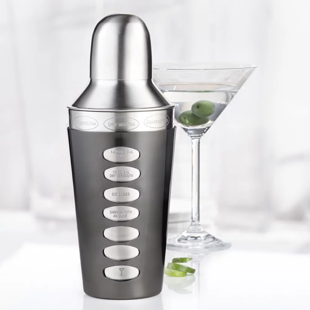 Shaker à cocktail avec recettes et passoire Trudeau