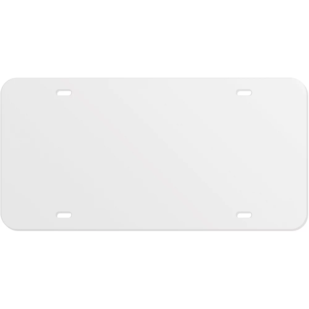 Plaques d'immatriculation en styrène blanc non imprimé de 0,060 pouce, mesurant 5,875" x 11,875" avec 4 trous.