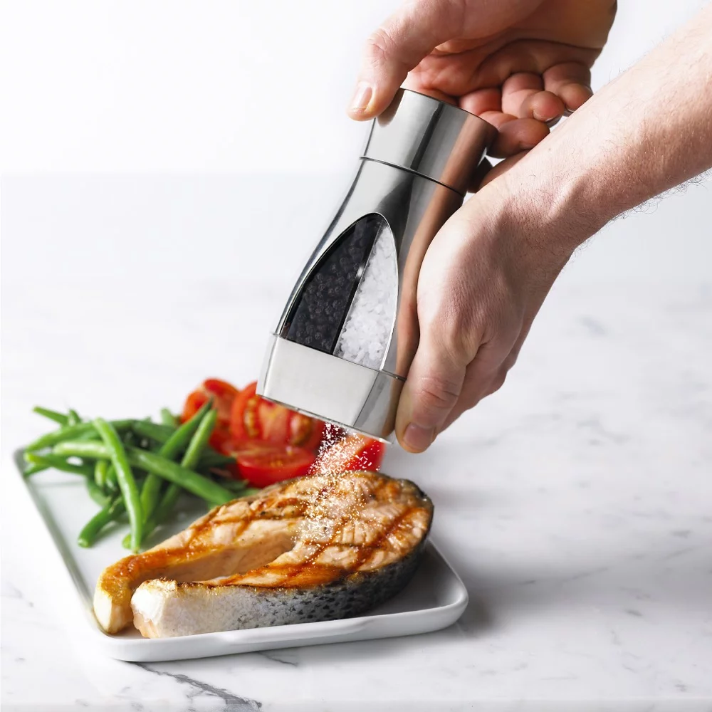 Stainless Steel 2 in 1 Manual Mill, Salt and Pepper 6 1/4"