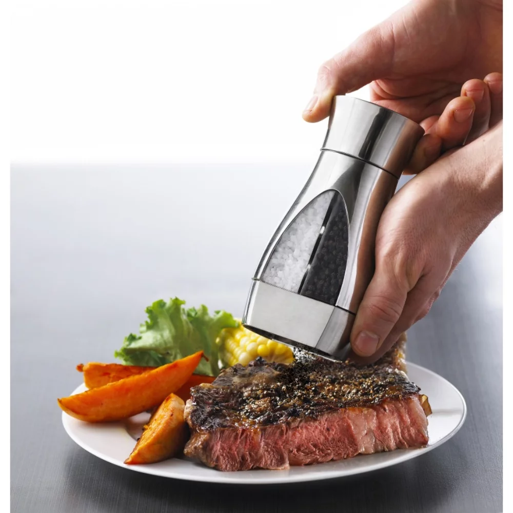 Stainless Steel 2 in 1 Manual Mill, Salt and Pepper 6 1/4"