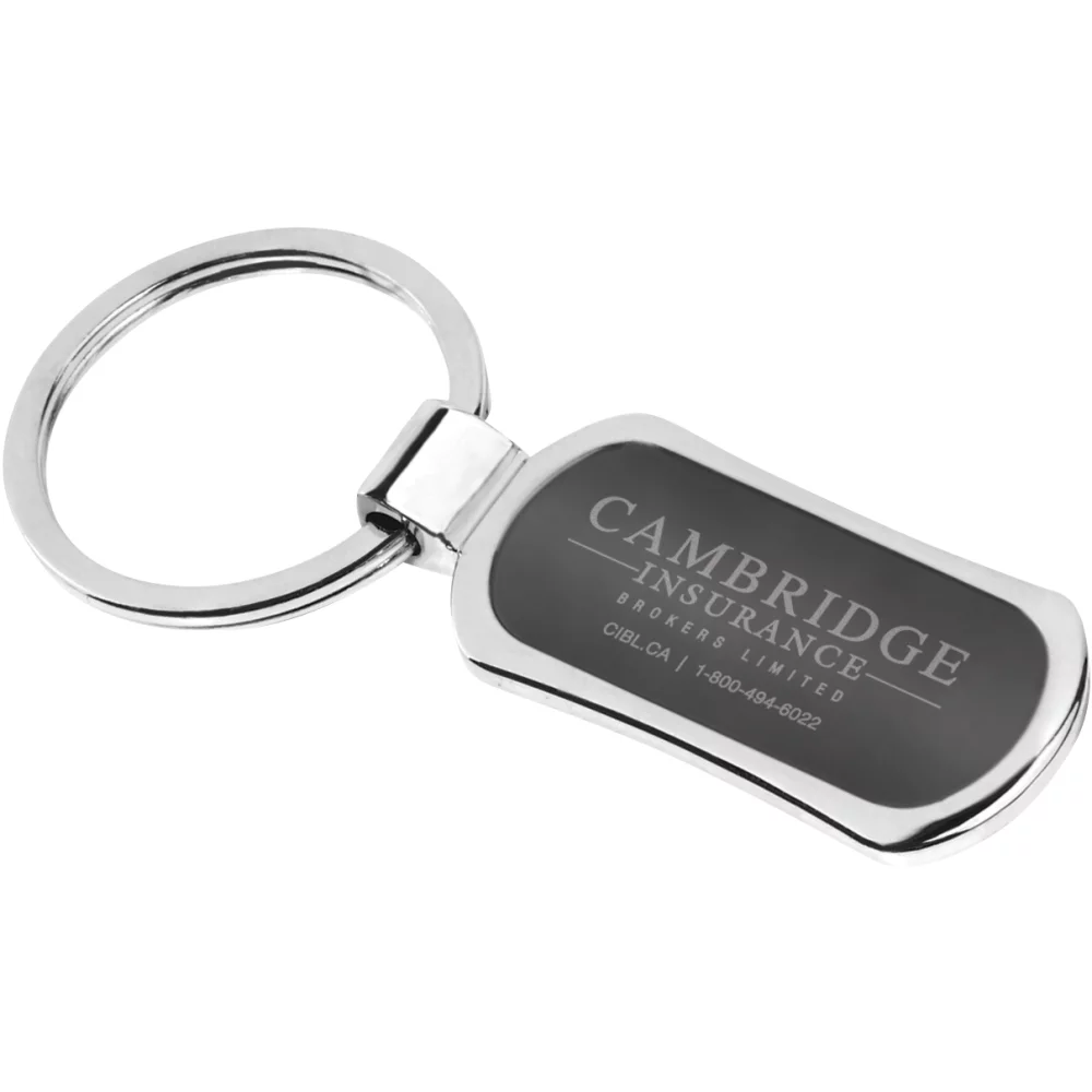 Porte-clés Gianna avec insert en gunmetal et finition chromée (3 1/2" x 1")