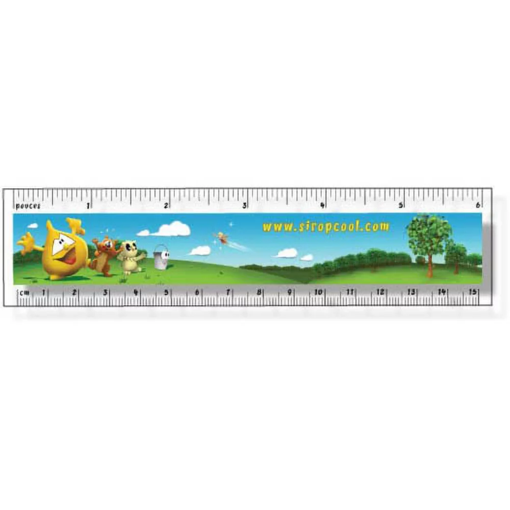 .060 Clear Plastic Rulers, InkJet Full Colour + white (1.5" x 6.25"), Square corners