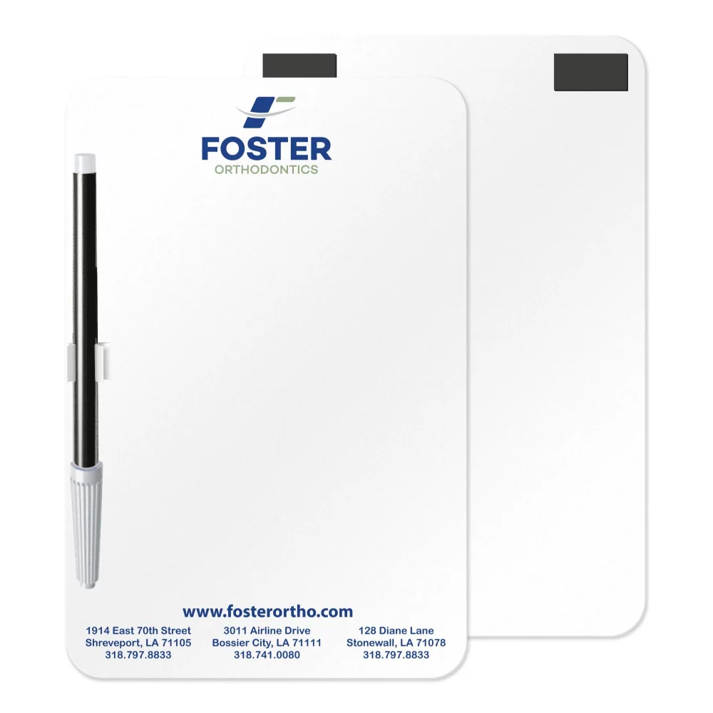 Premium Plastic Magnetic Memo Board Kits, Rectangular Shape 5.5"x8.25", Full Colour, Pen & clip